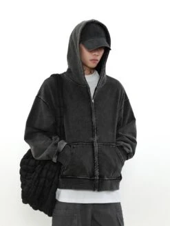 MRNEARLY Heavyweight Vintage Washed Zip Jacket(Mrnearly Heavyweight Vintage Washed Zip Jacket)