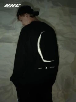 BJHG 3M Reflective Crescent Moon Sweatshirt(Bjhg 3m Reflective Crescent Moon Long Sleeve)