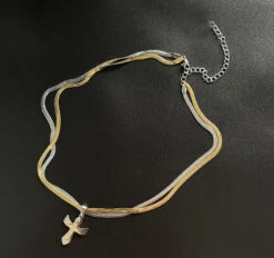 HEIMA Two-Tone Cross Necklace(Heima Two Tone Cross Necklace) -Youth Urban Wear O1CN01q2hyjT1cLygL6riCm 2206723823585
