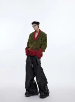 CulturE Contrast Textured V-Neck Sweater(Culture Contrast Textured V Neck Sweater) -Youth Urban Wear O1CN01r8c2vz2MtO0h4jyEu 2209343059885