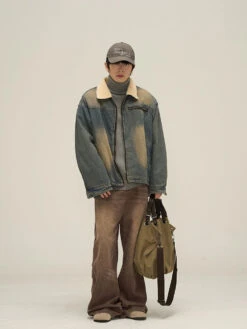 Faux Fur-Lined Faded Denim Jacket(Faux Fur Lined Faded Denim Jacket) -Youth Urban Wear O1CN01rsI8H51r3OxlOy3aN 1124265575