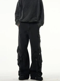 MADWITCH Kuro Denim Strap Cargo Pants(Madwitch Kuro Denim Strap Cargo Pants)