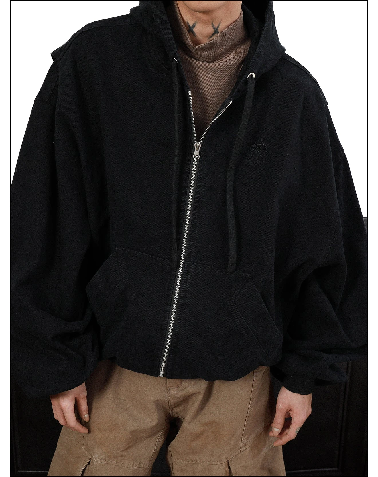 MRNEARLY Vintage Washed Embroidered Silohuette Zip Jacket(Mrnearly Vintage Washed Embroidered Silohuette Zip Jacket) 9 MRNEARLY Vintage Washed Embroidered Silohuette Zip Jacket(Mrnearly Vintage Washed Embroidered Silohuette Zip Jacket) - Image 7