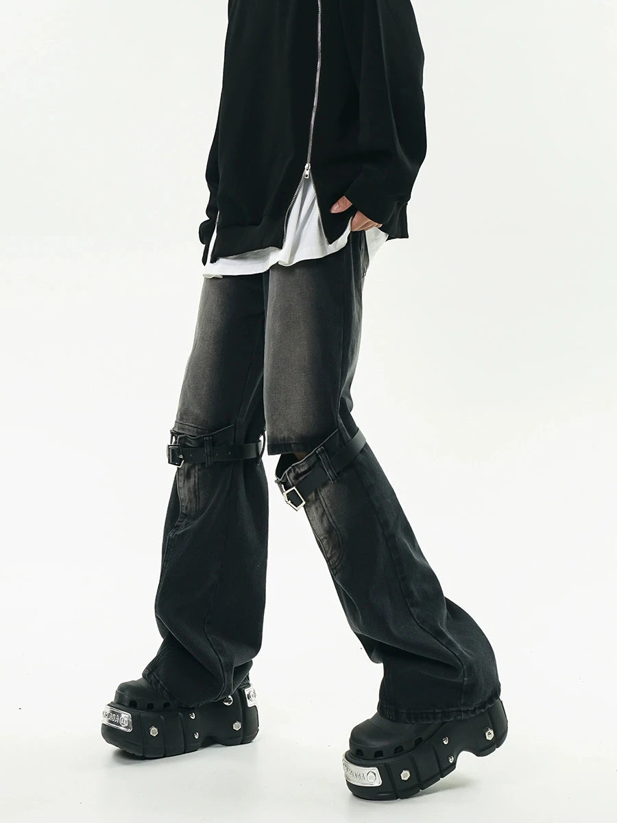 GCINIM Faded Buckle-Knee Jeans(Gcinim Faded Buckle Knee Jeans) 4 GCINIM Faded Buckle-Knee Jeans(Gcinim Faded Buckle Knee Jeans) - Image 2