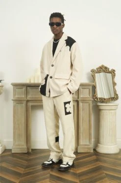 EMPTY REFERENCE Two-Tone Flower Corduroy Trousers(Empty Reference Two Tone Flower Corduroy Trousers)