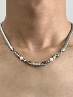 MINBIN Silver Beaded Snake Chain Necklace(Minbin Silver Beaded Snake Chain Necklace) -Youth Urban Wear image 750x1000 3 d204f618 b713 432d 84a7 c77ba3973c75