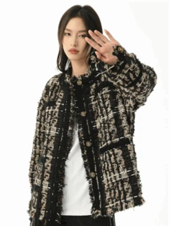 King Prince Retro Tweed Plaid Jacket(King Prince Retro Tweed Plaid Jacket)